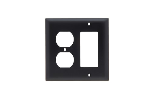 Pass & Seymour / Legrand - Pass & Seymour TP826-BK 2Gang Wall Plate, Decorator / Duplex Receptacle, Nylon, Standard - Black