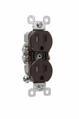 Pass & Seymour / Legrand - Pass & Seymour 3232-TRS Tamper-Resistant, Duplex Self-Grounding Receptacle. 15 amp, 125 V. Brown