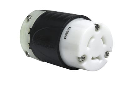 Pass & Seymour / Legrand - Pass & Seymour L1220-C 20 Amp 480 VAC 3-Phase 3-Pole 3-Wire L12-20R Black and White Nylon Locking Connector