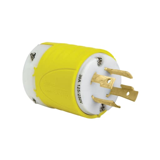 Pass & Seymour / Legrand - Pass & Seymour CRL143-P 50 Amp 125/250 VAC 4-Wire NEMA L14-30P Yellow/White Plug