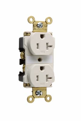 Pass & Seymour / Legrand - Pass & Seymour TR63LA 20 Amp 125 VAC 2-Pole 3-Wire NEMA 5-20R Light Almond Nylon Tamper-Resistant Duplex Receptacle