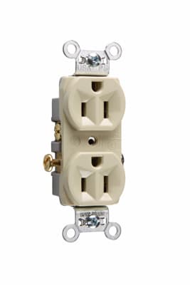 Pass & Seymour / Legrand - Pass & Seymour CR15-I Commercial Spec Grade Duplex Receptacle, Side Wire, 15A 125V - Ivory