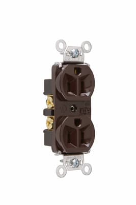 Pass & Seymour / Legrand - Pass & Seymour 5262 Hard Use Spec Grade Duplex Receptacle Back & Side Wire 15Amp 125Volt, Brown