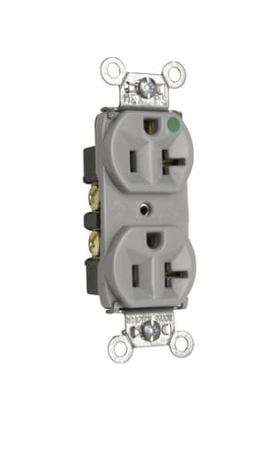 Pass & Seymour / Legrand - Pass & Seymour 8300-HGRY Heavy-Duty Hospital Grade Compact Design Duplex Receptacle, Back & Side Wire, 20A 125V - Gray