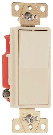 Pass & Seymour / Legrand - Pass & Seymour 2621-I Single Pole, Back And Side Wire, Decorator Switch, 20 Amps, 120/277 Volts, Ivory.
