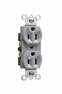 Pass & Seymour / Legrand - Pass & Seymour IG5262-GRY Isolated Ground Heavy-Duty Spec Grade Duplex Receptacle, Back & Side Wire, 15A 125V - Gray