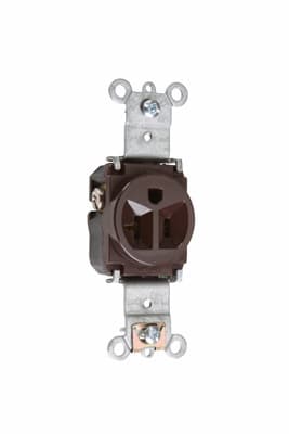 Pass & Seymour / Legrand - Pass & Seymour 5361 Single Receptacle, HD Spec Grade, 20A 125V, Back & Side Wired - Brown