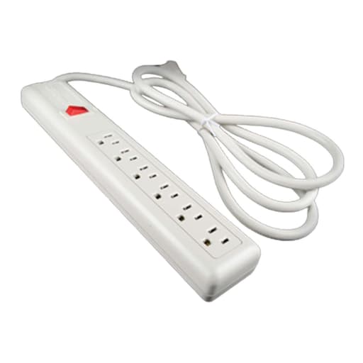 The Wiremold Co - Wiremold P6-15 12" 120 Volt 15 Amp 6-Outlet Keyhole Mount White Impact-Resistant Polymeric Plug-In Outlet Center Unit