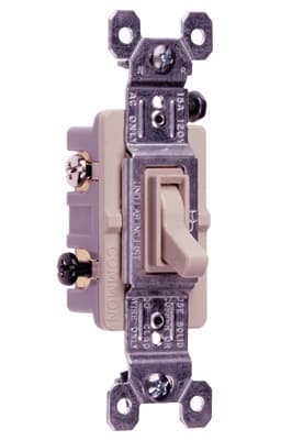 Pass & Seymour / Legrand - Pass & Seymour 663-LAG 15 Amp 120 VAC 3-Way Light Almond Thermoplastic Toggle Switch