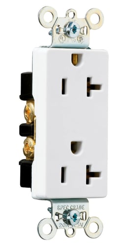 Pass & Seymour / Legrand - Pass & Seymour 26352-W Heavy-Duty Decorator Spec Grade Duplex Receptacle Back & Side Wire 20Amp 125Volt White