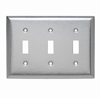 Pass & Seymour / Legrand - Pass & Seymour SL3 Smooth Metal Wall Plate 3Gang Toggle 430 Stainless Steel