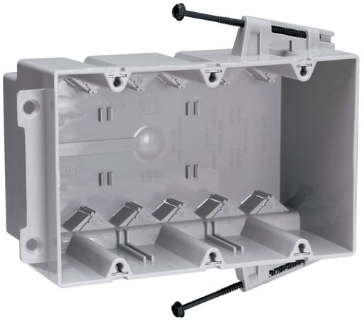 Pass & Seymour / Legrand - Pass & Seymour S3-54-RACS Triple Gang, Screw Mountsteel Stud Box w/ Captive Screws, Six Auto/Clamps