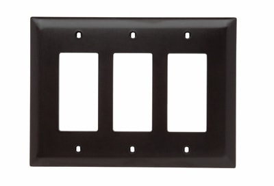 Pass & Seymour / Legrand - Pass & Seymour TPJ263 3Gang Wall Plate, Decorator, Nylon, Jumbo - Brown