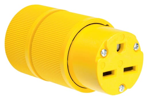 Pass & Seymour / Legrand - Pass & Seymour D0633 Gator Grip Connector, 2pole 3wire, 30amp 250V Grounding - Yellow