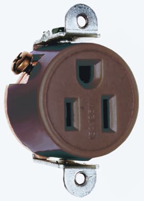 Pass & Seymour / Legrand - Pass & Seymour 5258 Commercial Grade Short Strap Single Receptacle Side Wire 15A 125V - Brown