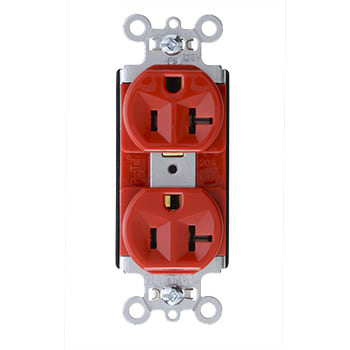 Pass & Seymour / Legrand - Pass & Seymour PT5362-RED PlugTail™ Spec Grade Duplex Receptacle, 20A 125V - Red