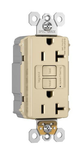 Pass & Seymour / Legrand - Pass & Seymour PT2097-I 20A 125V Plugtail Self-Test GFCI Duplex Receptacle - Ivory