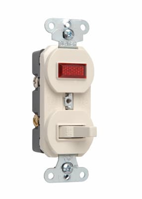 Pass & Seymour / Legrand - Pass & Seymour 692-LAG 15 Amp 120 VAC 1-Pole Light Almond Duplex Combination Switch and Pilot Light