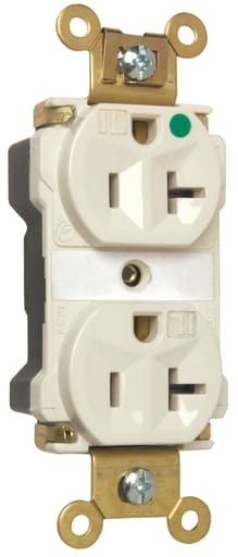 Pass & Seymour / Legrand - Pass & Seymour PT8300-ILI PlugTail™ Extra Heavy-Duty Hospital Grade Illuminated Duplex Receptacle, 20A 125V - Ivory