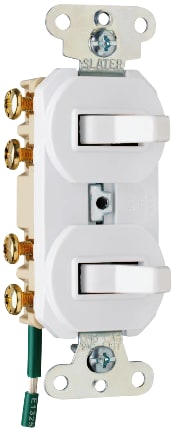 Pass & Seymour / Legrand - Pass & Seymour 693-WG 15 AmPass & Seymour 120/277 Volts, Double Three-Way Combination Switch, Grounding, White
