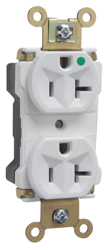 Pass & Seymour / Legrand - Pass & Seymour PT8300-W PlugTail™ Extra Heavy-Duty Hospital Grade Duplex Receptacle, 20A 125V - White