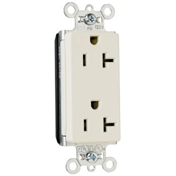 Pass & Seymour / Legrand - Pass & Seymour PT26352-LA PlugTail™ Decorator Spec Grade Duplex Receptacle 20A 125V - Light Almond