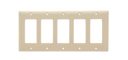 Pass & Seymour / Legrand - Pass & Seymour SP265-I 5Gang Wall Plate, Decorator, Standard - Ivory