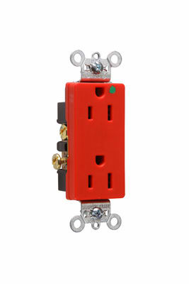 Pass & Seymour / Legrand - Pass & Seymour 26262-HGRED Heavy-Duty Decorator Hospital Grade Duplex Receptacle, Back & Side Wire, 15A 125V - Red
