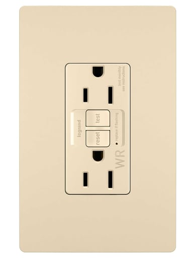 Pass & Seymour / Legrand - Pass & Seymour 1597-TRWRI 15A 125V Self-Test Tamper-Resistant Weather-Resistant GFCI, Ivory