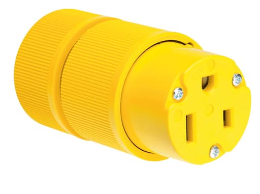Pass & Seymour / Legrand - Pass & Seymour D0653 Gator Grip Connector, 2pole 3wire, 50amp 250V Grounding - Yellow