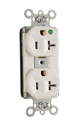 Pass & Seymour / Legrand - Pass & Seymour PT8300H-W PlugTail™ Hospital Grade Duplex Receptacle, 20A 125V - White