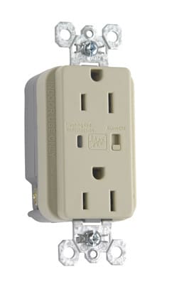 Pass & Seymour / Legrand - Pass & Seymour 5262-ISP 15 Amp 125 VAC 2-Pole 3-Wire NEMA 5-15R Ivory Nylon Surge Protective Duplex Receptacle