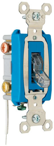 Pass & Seymour / Legrand - Pass & Seymour PS15AC3-CPL 15 Amp 120 VAC 3-Way Clear Glass Reinforced Nylon Screw Mounting Pilot Lighted Toggle Switch