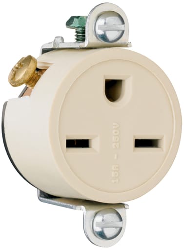 Pass & Seymour / Legrand - Pass & Seymour 5658-I Commercial Grade Short Strap Single Receptacle, Side Wire, 15A 250V - Ivory