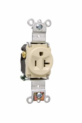 Pass & Seymour / Legrand - Pass & Seymour 5361-I Single Receptacle, HD Spec Grade, 20A 125V, Back & Side Wired - Ivory