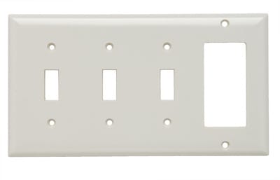 Pass & Seymour / Legrand - Pass & Seymour SP326-LA 4Gang Wall Plate, 3-Toggle / 1-Decorator, Standard - Light Almond