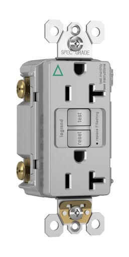Pass & Seymour / Legrand - Pass & Seymour 2097-IGTRGRY 20A 125V Self Test Tamper Resistant Isolated Ground GFCI Gray