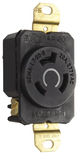Pass & Seymour / Legrand - Pass & Seymour L720-R Turnlok Single Receptacle, 3wire, 20A 277V