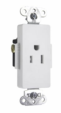 Pass & Seymour / Legrand - Pass & Seymour TR26261-W 15 Amp 125 VAC 2-Pole 3-Wire NEMA 5-15R White Nylon Face Tamper-Resistant Single Receptacle