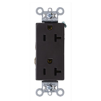 Pass & Seymour / Legrand - Pass & Seymour 26342 Heavy-Duty Decorator Spec Grade Duplex Receptacle Side Wire 20A 125V - Brown