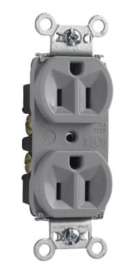 Pass & Seymour / Legrand - Pass & Seymour 5262-GRY Hard Use Spec Grade Duplex Receptacle, Back & Side Wire, 15A 125V Gray