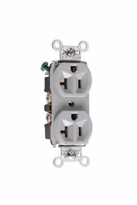 Pass & Seymour / Legrand - Pass & Seymour 5362-GRY Hard Use Spec Grade Duplex Receptacle, Back & Side Wire, 20A 125V - Gray
