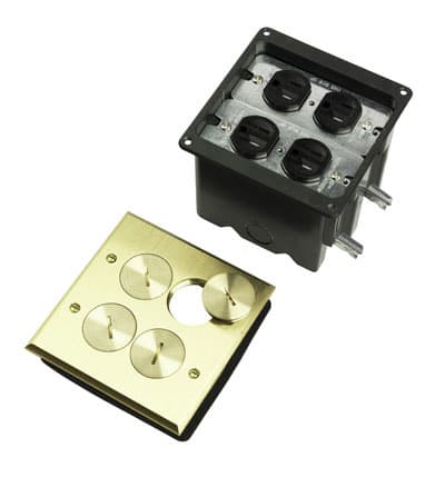 Pass & Seymour / Legrand - Pass & Seymour FB2TRDR2B 4.75 x 6.5 x 4 Inch 42.5 In. 2-Gang Nickel Duplex Receptacle Floor Box Assembly