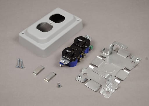 The Wiremold Co - Wiremold 1543GL 5-1/16 x 3-1/16 x 1-5/16" 125 Volt 15 Amp NEMA 5-15R Galvanized Steel Grounding Duplex Receptacle and Cover