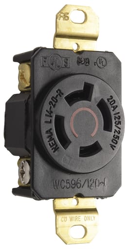 Pass & Seymour / Legrand - Pass & Seymour L1420-R Turnlok Single Receptacle 4Wire 20Amp 125/250Volts