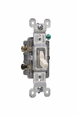 Pass & Seymour / Legrand - Pass & Seymour 663-LASLG 15 Amp 120 VAC 3-Way Light Almond Thermoplastic Screw Mounting Illuminated Toggle Switch