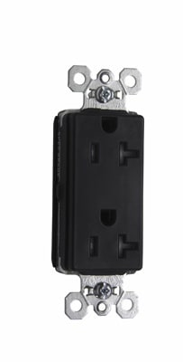 Pass & Seymour / Legrand - Pass & Seymour PTTR26362-BK PlugTail™ Tamper-Resistant Decorator Spec Grade Duplex Receptacle, 20A 125V - Black
