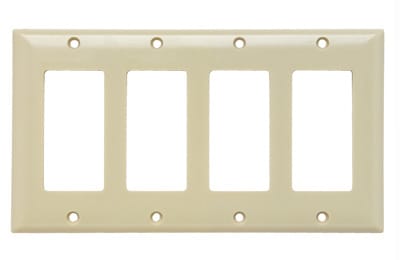 Pass & Seymour / Legrand - Pass & Seymour SP264-I 4Gang Wall Plate, Decorator, Standard - Ivory