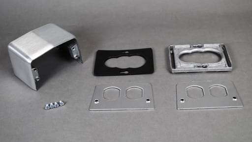 The Wiremold Co - Wiremold 525G Die-Cast Aluminum 4-Piece Duplex Receptacle Pedestal Service Fitting