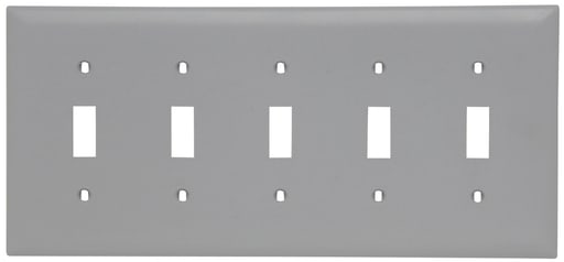 Pass & Seymour / Legrand - Pass & Seymour TP5-GRY 5Gang Wall Plate, Toggle Switch, Nylon, Standard - Gray